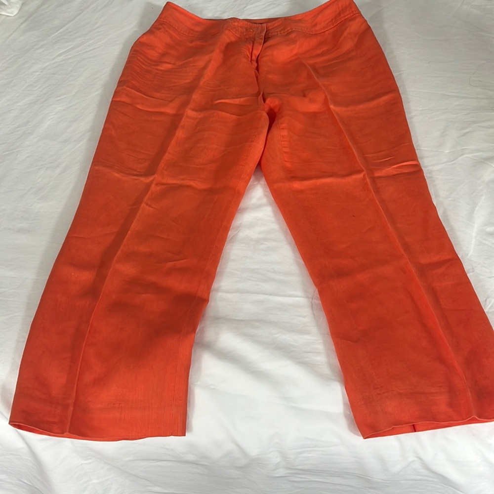 Orange cropped linen pants